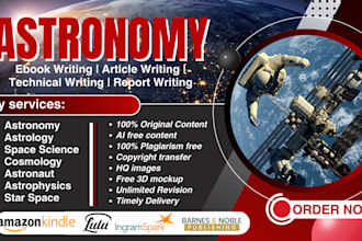 research, write atronomy, astrology ebook, article, neuroscience, report, space