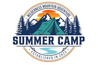 design a modern summer camp logo in high definition