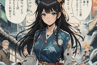 draw your character into manga or anime art illustration