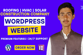 design contractor, construction, solar, cleaning, plumbing, hvac roofing website