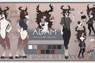 draw furry reference sheet, anthro fursona oc nsfw sfw fursuit character design