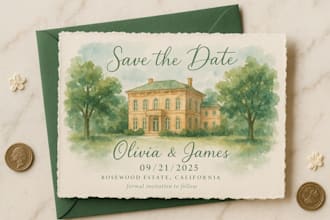 create custom wedding venue illustrations for save the dates