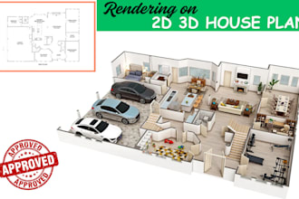 design 3d house plan architectural rendering, building plan