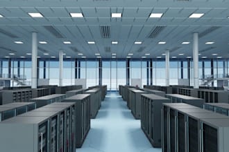 model and render 3d interior warehouse spaces, ai data center and server room