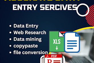 do accurate data entry web research excel report, inventory mgt