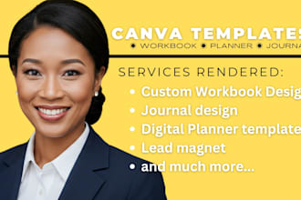 create a digital workbook, planner, journal template using canva workbook
