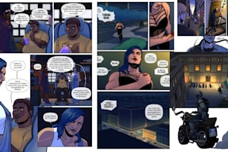 draw graphic novel illustration comic book page, webcomic art as comic artist