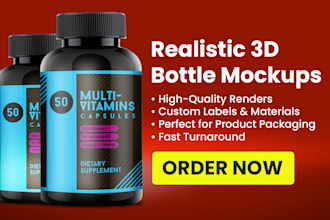 create realistic 3d bottle mockups and product renderings
