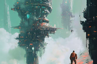 design a science fiction city, cyberpunk fantasy art