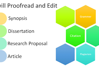 proofread and edit synopsis, research proposal or dissertation