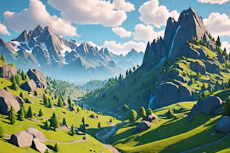 draw pixel art scene anime character and background for game