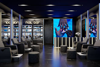 modern luxury 3d nail salon, beauty salon, beauty center, clinic, spa,barbershop