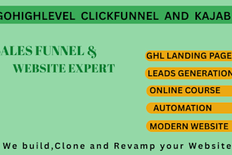 build go high level funnel website, kajabi, gohighlevel landing page expert, ghl