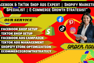 setup pinterest pins tik tok facebook instagram page products shop ads marketing