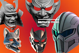 sculpt custom 3d model of 3d mask helmet cosplay design props for 3d printing