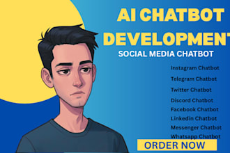 develop chatbot, telegram chatbot, messenger chatbot, whatsapp chatbot, manychat