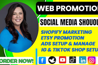 increase etsy sales and shopify, website promotion shoutout ig fb to boost sales