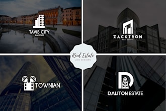 do premium minimalist line art real estate contraction property logo design