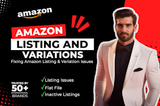 fix amazon listing issues and create listing variation or fix catalog error