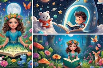 do children story book illustration, children picture book design
