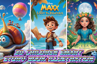 draw children story book illustration, kids picture book design