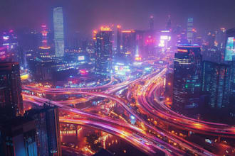 make cyberpunk sci fi futuristic city art illustration