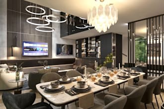 redesign 3d minimalist interior, living room decor, d5 kitchen render,homestyler