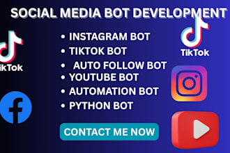 create custom social media automation bot for ig, twitter, tiktok, fb, linkedin