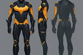 make concept art superhero character for anime style comic