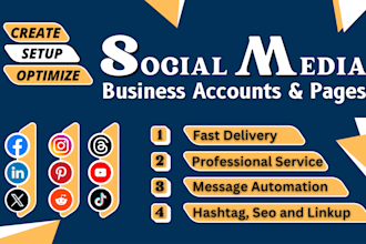 professional social media accounts create, set up and optimize