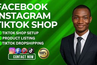 setup tiktok shop, instagram shop, and facebook shop for your business