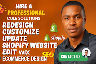redesign customize update shopify website edit wix ecommerce design store seo va
