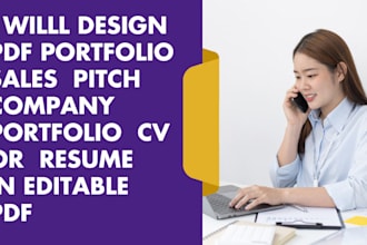 design PDF portfolio sales pitch company portfolio CV or resume in editable PDF