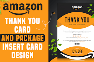 design custom amazon thank you card, product package insert