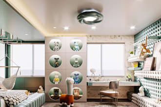 design 3d interior kids bedroom, montessori toddler, nursery play room,game room