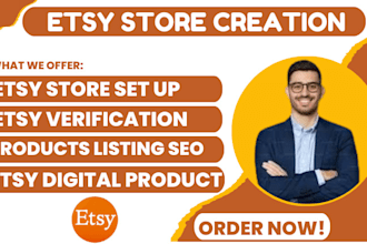 create a verified etsy account and do etsy store creation with etsy shop set up