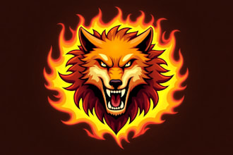 do angry wolf fire logo with free revisions and vector file