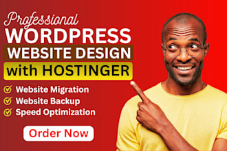 design modern wordpress website on hostinger, bluehost, or wix