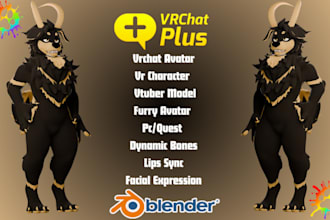 create vrchat avatar, 3d furry model, vr character, 3d vtuber model, animaze