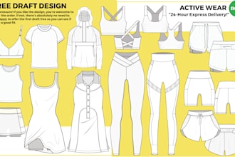create professional fashion flat sketches and tech packs for clothing