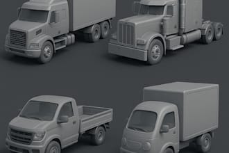 3d truck model 3d car model semi truck design cnc cad design toy 3d printing