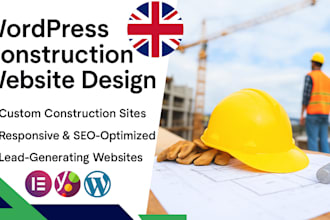 design UK wordpress construction website for contractors, roofing, plumbing