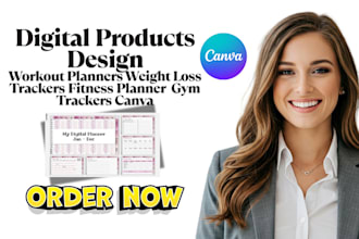design workout planners weight loss trackers fitness planner gym trackers canva