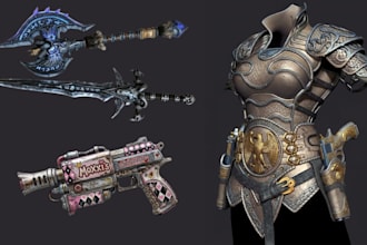 create a custom cosplay 3d sword armor helmet props for 3d printing