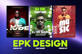 design electronic press kit, epk, media kit, party flyer, one sheet