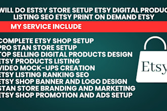 do etsy shop set up, etsy digital product listing SEO etsy print on demand etsy