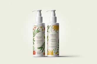 create cosmetic label and packaging designs for box, pouch, and bottles
