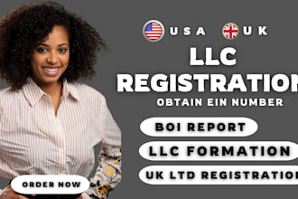 do us llc registration, get ein, itin, boi report and full compliance setup
