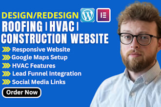 design contractor, construction, roofing, hvac, remodeling and plumbing website