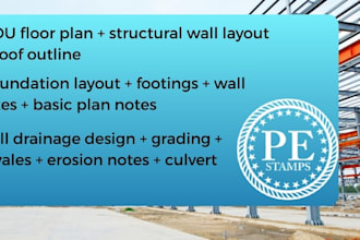 engineer foundation plan with design, site grading plan, framing for residential
